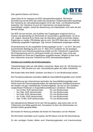 Download Erhebungsbogen Betriebsvergleich 2012 - BTE