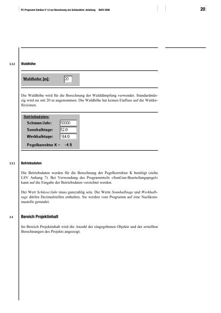 PC-Programm SonGun V1.0 zur Berechnung von Schiesslärm - BAFU