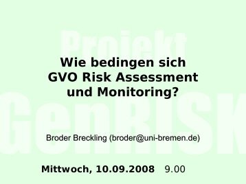 Broder Breckling: Risk assessment und Monitoring - Nabu