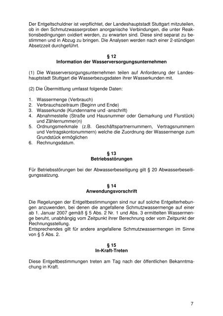 Schmutzwasser Entgeltbestimmungen (Stand 01.01.2012) - EnBW