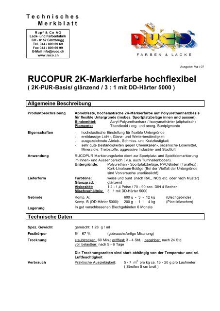 TM Technisches Merkblatt - Rupf & Co. AG