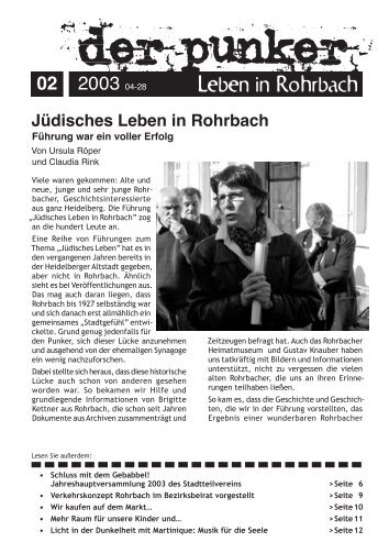 Jüdisches Leben in Rohrbach - Der Punker
