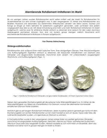 Alarmierende Rohdiamant-Imitationen im Markt - GemLab