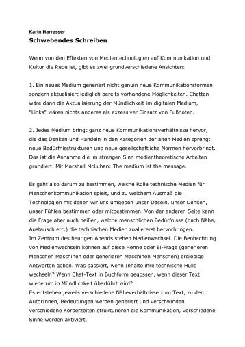 Karin Harrasser, Schwebendes Schreiben (PDF, 50 KB) - Datadive