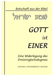 Gott ist Einer - Christadelphian-Gemeinden in Deutschland