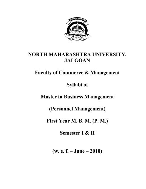 NORTH MAHARASHTRA UNIVERSITY, JALGOAN Faculty of ...