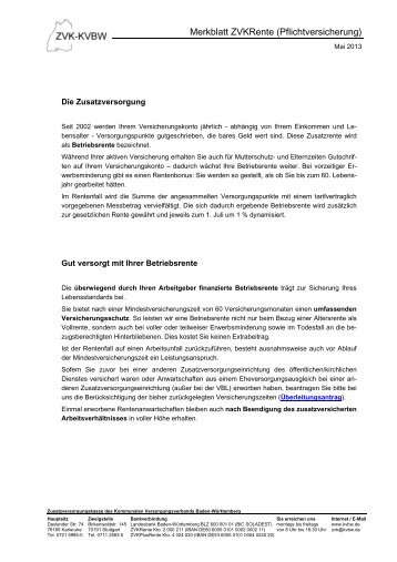 Merkblatt ZVKRente (Pflichtversicherung) - Kommunaler ...