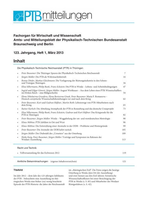 PTB-Mitteilungen 2013 Heft 1