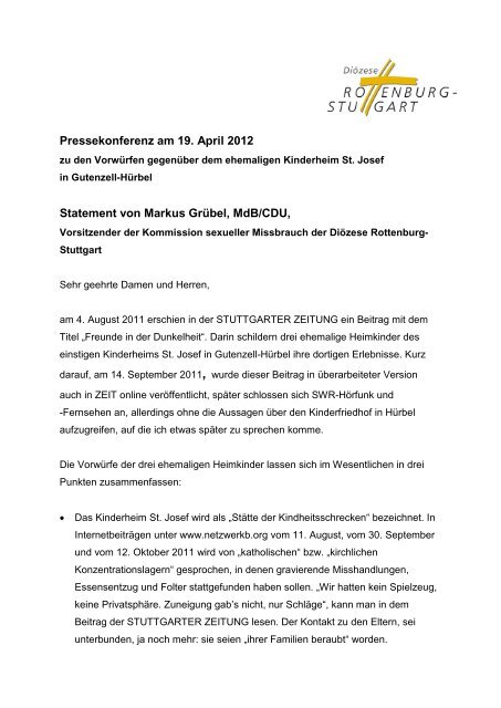 Statement Markus Grübel MdB, Kommission sexueller Missbrauch