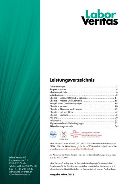 Leistungsverzeichnis Download (PDF) - Labor Veritas