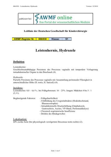 Leistenhernie, Hydrozele - AWMF