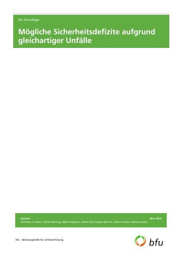 Moegliche Sicherheitsdefizite aufgrund gleichartiger Unfaelle - BfU