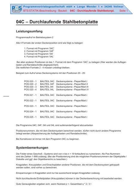 04C – Durchlaufende Stahlbetonplatte