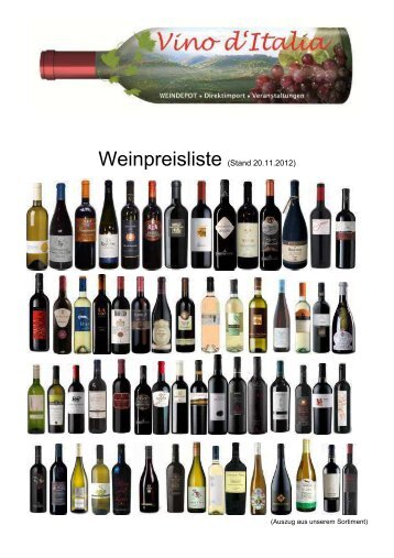 Preisliste · Endkunden · Wein - Vino d'Italia Weindepot
