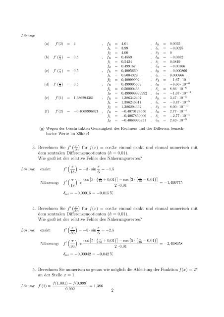 Numerische Differentiation