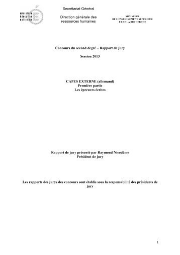 Rapport écrit CAPES EXT ALLEMAND 2013 modifié - Ministère de l ...