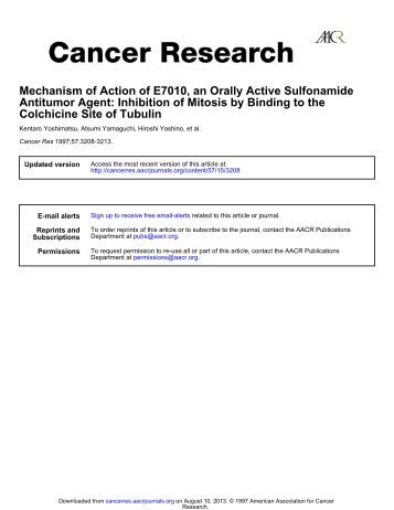 Inhibition of Mitosis by Binding to the Colchicine ... - Cancer Research