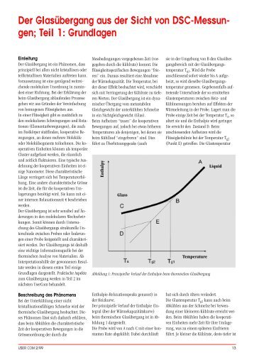 Der Glasübergang aus der Sicht von DSC-Messun- gen; Teil 1 ...