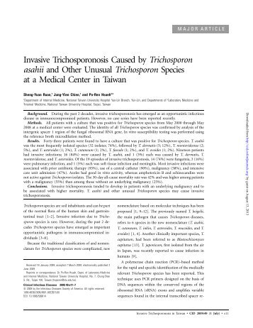 Invasive Trichosporonosis Caused by Trichosporon asahii and ...