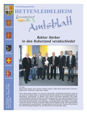 Amtliche Nachrichten - Verbandsgemeinde Hettenleidelheim