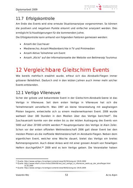 Konzept für einen Gleitschirm-Akrobatik-Event mit Austragungsort ...