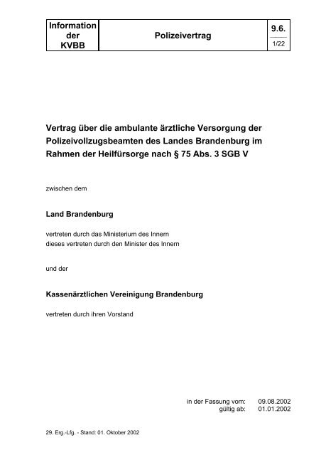 Polizeivertrag - Kassenärztliche Vereinigung Brandenburg