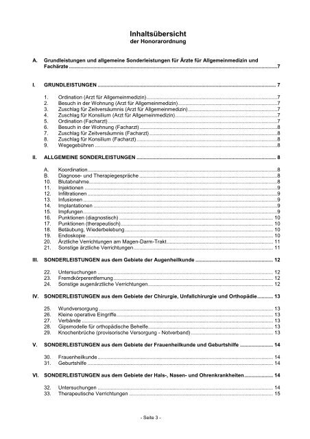 Empfehlungstarife für Privatleistungen - Ärztekammer Niederösterreich