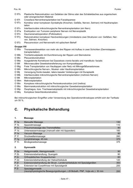 Empfehlungstarife für Privatleistungen - Ärztekammer Niederösterreich