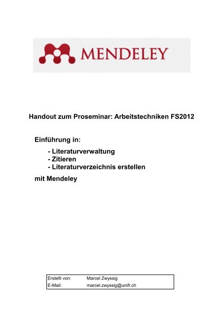 Literaturverzeichnis erstellen mit Mendeley - Commonweb