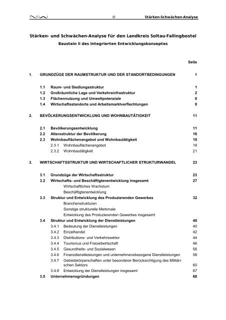 Stärken-Schwächen-Analyse für den Landkreis Soltau ... - NIW