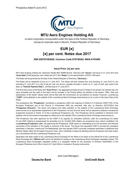 Prospectus .pdf - MTU Aero Engines