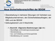 Neue Sicherheitsvorschriften der BDGW