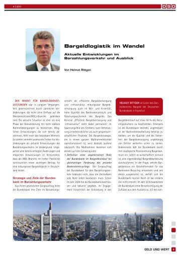 Helmut Rittgen: Bargeldlogistik im Wandel - BDGW