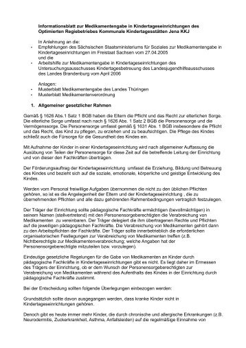 Informationsblatt zur Medikamentengabe in ... - Jena