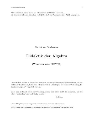 Didaktik der Algebra - Die Seiten der