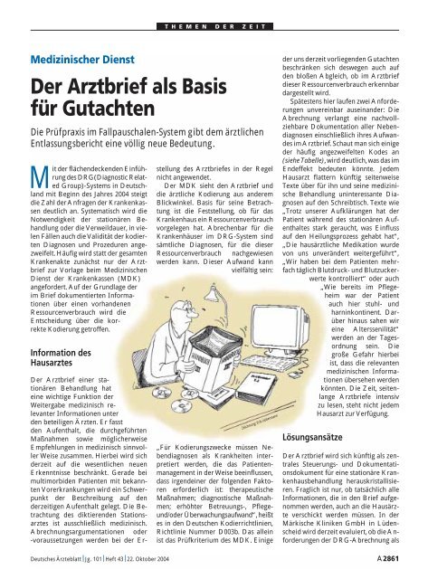 Der Arztbrief Als Basis Fur Gutachten