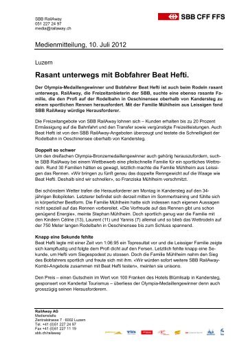 Rasant unterwegs mit Bobfahrer Beat Hefti - RailAway