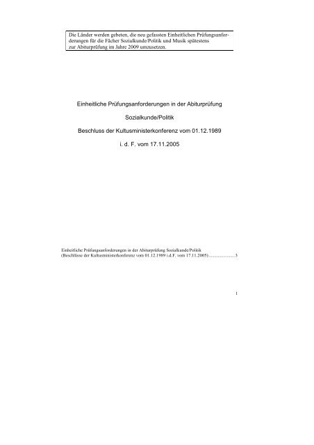 Einheitliche Prüfungsanforderungen in der Abiturprüfung ...