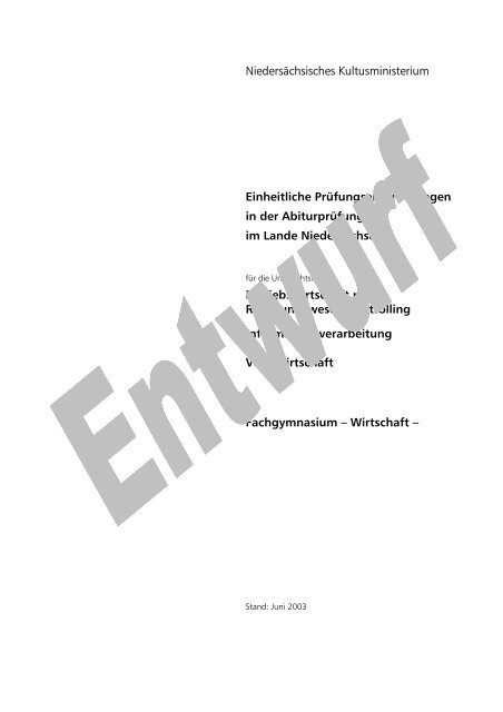Niedersächsisches Kultusministerium Einheitliche ...