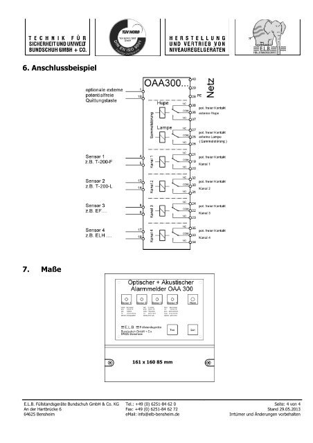 Betriebsanleitung OAA-300-2 - E.L.B. Füllstandsgeräte Bundschuh ...