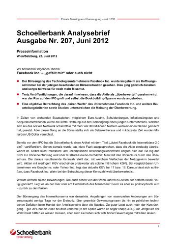 Schoellerbank Analysebrief Ausgabe Nr. 207, Juni 2012