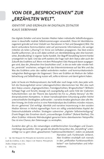 von der “besprochenen” zur “erzählten Welt”. - b&s siebenhaar verlag