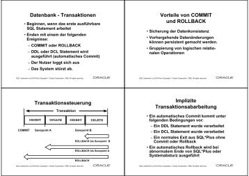 Datenbank - Transaktionen Vorteile von COMMIT ... - Datenbanken