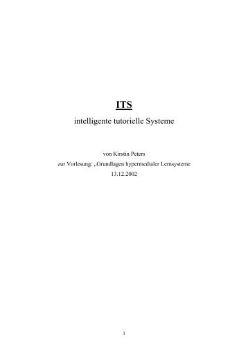 Intelligente tutorielle Systeme - K. Peters - Didaktik der Informatik