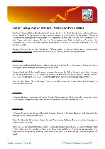 Rudolf-Harbig-Stadion Dresden - Anreise mit PKW und Bus - FIFA.com