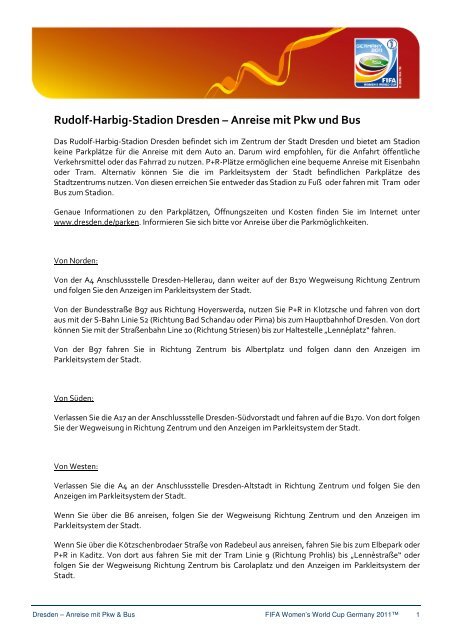 Rudolf-Harbig-Stadion Dresden - Anreise mit PKW und Bus - FIFA.com