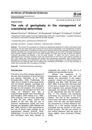 The role of genioplasty in the management of craniofacial deformities