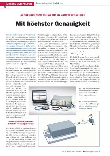 Mit höchster Genauigkeit - SIOS Meßtechnik GmbH