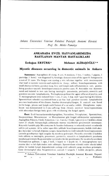 Ankara Üniversitesi Veteriner Fakültesi Patal~jik Anatarni Kürsüsü ...