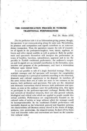 the communicationprocess in turkish traditional performances.